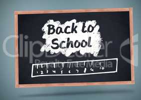 Back to school  text with ruler on blackboard