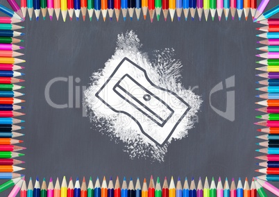 sharpener on blackboard