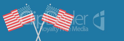 Vector USA flags against blue background