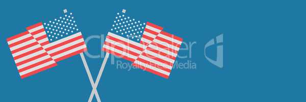 Vector USA flags against blue background
