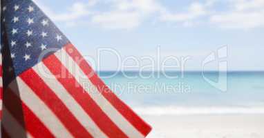 USA flag in the beach
