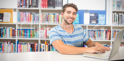 Composite image of student on laptop