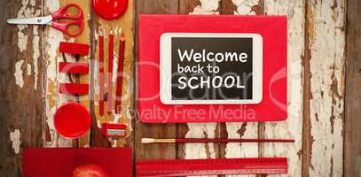 Composite image of welcome back to school text against white background