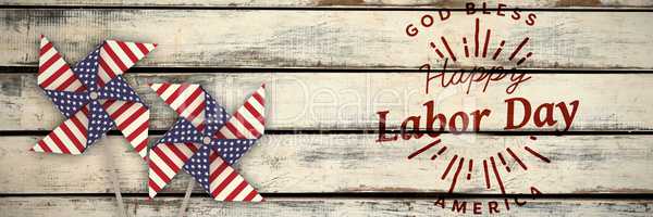 Composite image of digital composite image of happy labor day and god bless america text