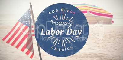Composite image of happy labor day text on blue poster