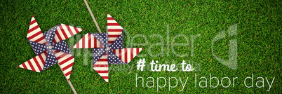 Composite image of digital composite image of time to happy labor day text