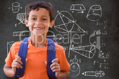 Composite image of portrait of smiling boy