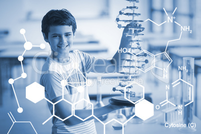 Composite image of digitally generated image of chemical structure