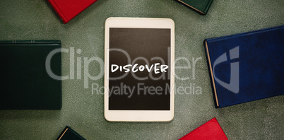 Composite image of discover text on white background