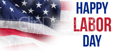 Composite image of digital composite image of happy labor day text with tools