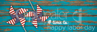 Composite image of digital composite image of time to happy labor day text