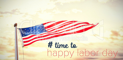 Composite image of digital composite image of time to happy labor day text