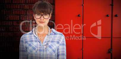 Composite image of pretty woman in glasses