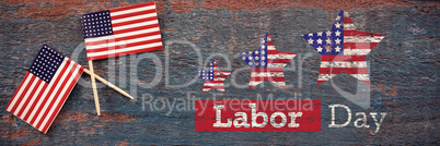 Composite image of composite image of labor day text with star shapes american flag