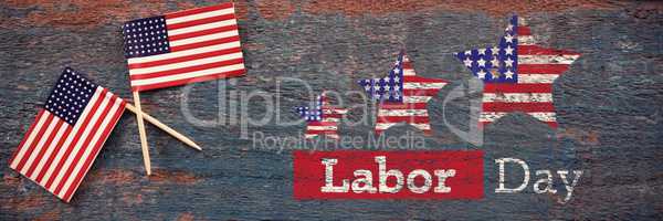 Composite image of composite image of labor day text with star shapes american flag