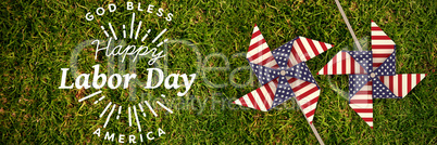 Composite image of digital composite image of happy labor day and god bless america text