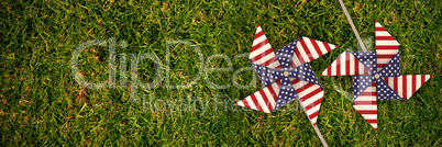 Composite image of 3d image composite of pinwheel with american flag pattern