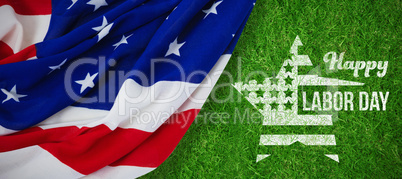 Composite image of composite image of happy labor day text and star shape american flag