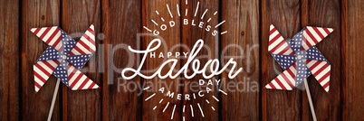 Composite image of composite image of happy labor day and god bless america text