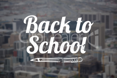 Composite image of back to school text over white background