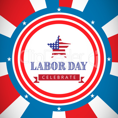 Composite image of labor day celebrate text and star shape american flag