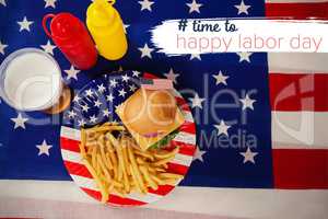 Composite image of digital composite image of time to happy labor day text