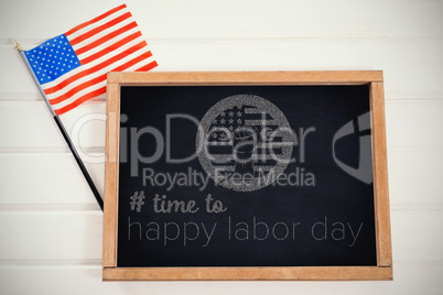 Composite image of digital composite image of time to happy labor day text