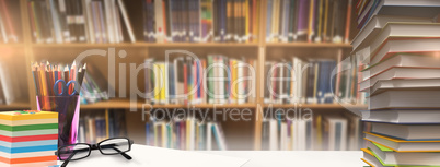 Composite image of students desk