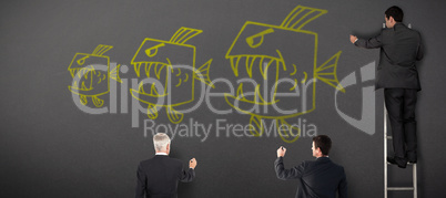 Composite image of business team writing