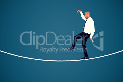 Composite image of businessman stepping