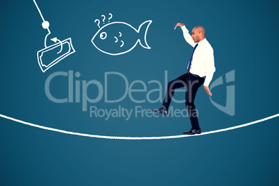 Composite image of businessman stepping