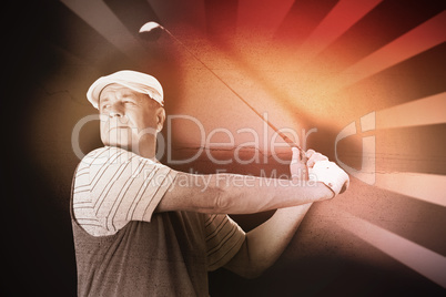 Composite image of sportsman is playing golf