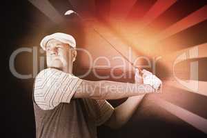 Composite image of sportsman is playing golf