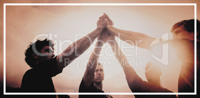 Rugby players standing together before match