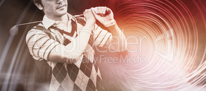 Composite image of golfer holding his club on shoulder