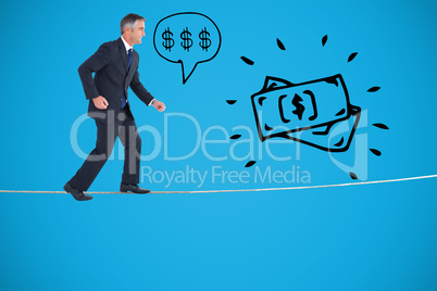 Composite image of businessman walking on white background Composite image of businessman walking on white background