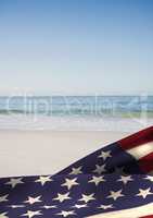 USA flag in the beach