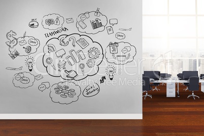 Conceptual graphic on 3D room wall