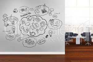 Conceptual graphic on 3D room wall