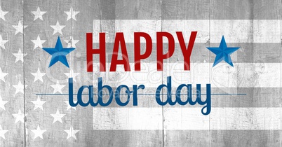 Labor day text over US flag