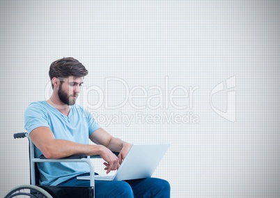 Disabled man in wheelchair with bright background