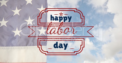 Labor day text over US flag