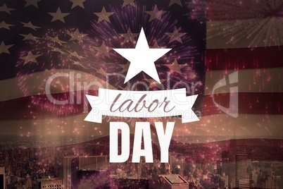 Labor day text over US flag