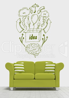 Conceptual graphic on 3D room wall