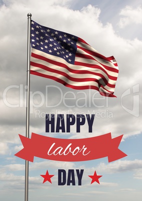 Labor day text over US flag