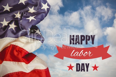 Labor day text over US flag