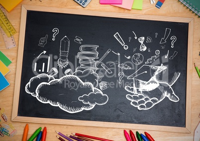 Education drawings on blackboard