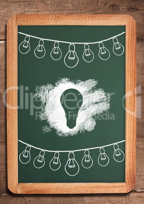 light bulbs on blackboard