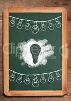 light bulbs on blackboard