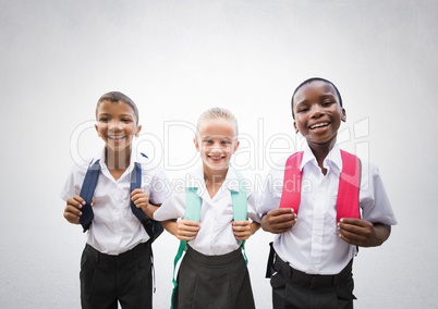 School kids in front of grey background